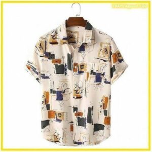 Hawaiian Print Button-Down Shirt