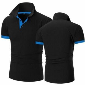 Black Stand Collar Polo Shirt